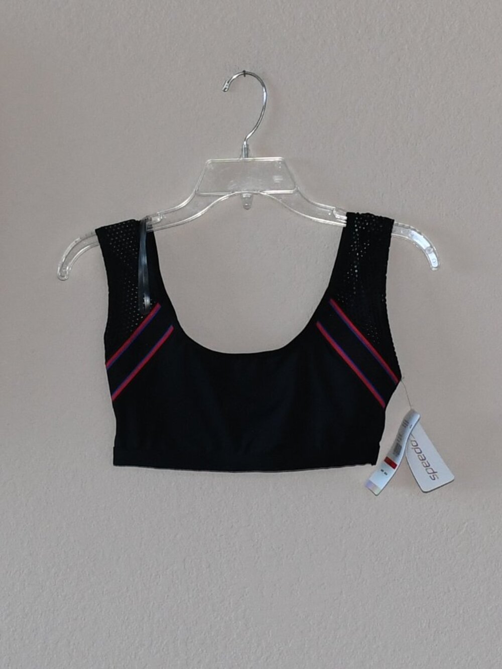 Speedo Women's Black Mesh Anthracite Swim Workout Bikini Top Size X-Small